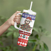 Costa Rica Christmas Tumbler With Handle Merry Slothmas - Wonder Print Shop