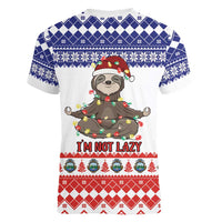 Costa Rica Christmas Women V-Neck T-Shirt Merry Slothmas - Wonder Print Shop