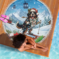 Switzerland Christmas Beach Blanket Merry Swissmas Bernese Mountain Dog - Wonder Print Shop