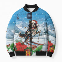 Switzerland Christmas Bomber Puffer Jacket Merry Swissmas Bernese Mountain Dog - Wonder Print Shop