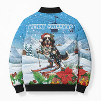 Switzerland Christmas Bomber Puffer Jacket Merry Swissmas Bernese Mountain Dog - Wonder Print Shop
