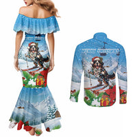 Switzerland Christmas Couples Matching Mermaid Dress and Long Sleeve Button Shirt Merry Swissmas Bernese Mountain Dog - Wonder Print Shop