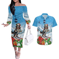 Switzerland Christmas Couples Matching Off The Shoulder Long Sleeve Dress and Hawaiian Shirt Merry Swissmas Bernese Mountain Dog - Wonder Print Shop