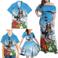 Switzerland Christmas Family Matching Off Shoulder Maxi Dress and Hawaiian Shirt Merry Swissmas Bernese Mountain Dog - Wonder Print Shop