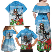 Switzerland Christmas Family Matching Off Shoulder Maxi Dress and Hawaiian Shirt Merry Swissmas Bernese Mountain Dog - Wonder Print Shop