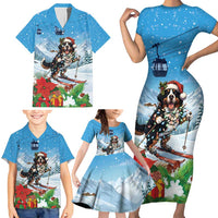 Switzerland Christmas Family Matching Short Sleeve Bodycon Dress and Hawaiian Shirt Merry Swissmas Bernese Mountain Dog - Wonder Print Shop