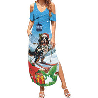 Switzerland Christmas Family Matching Summer Maxi Dress and Hawaiian Shirt Merry Swissmas Bernese Mountain Dog - Wonder Print Shop