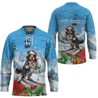 Switzerland Christmas Hockey Jersey Merry Swissmas Bernese Mountain Dog - Wonder Print Shop