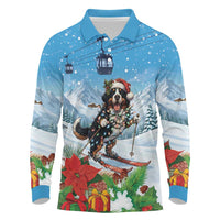 Switzerland Christmas Long Sleeve Polo Shirt Merry Swissmas Bernese Mountain Dog - Wonder Print Shop