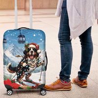 Switzerland Christmas Luggage Cover Merry Swissmas Bernese Mountain Dog - Wonder Print Shop