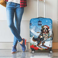 Switzerland Christmas Luggage Cover Merry Swissmas Bernese Mountain Dog - Wonder Print Shop