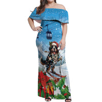 Switzerland Christmas Off Shoulder Maxi Dress Merry Swissmas Bernese Mountain Dog - Wonder Print Shop
