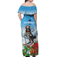 Switzerland Christmas Off Shoulder Maxi Dress Merry Swissmas Bernese Mountain Dog - Wonder Print Shop