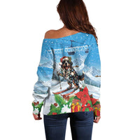 Switzerland Christmas Off Shoulder Sweater Merry Swissmas Bernese Mountain Dog - Wonder Print Shop