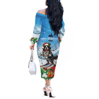 Switzerland Christmas Off The Shoulder Long Sleeve Dress Merry Swissmas Bernese Mountain Dog - Wonder Print Shop