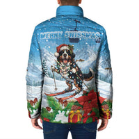 Switzerland Christmas Padded Jacket Merry Swissmas Bernese Mountain Dog - Wonder Print Shop