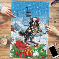 Switzerland Christmas Puzzle Merry Swissmas Bernese Mountain Dog - Wonder Print Shop