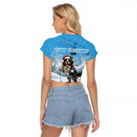 Switzerland Christmas Raglan Cropped T Shirt Merry Swissmas Bernese Mountain Dog - Wonder Print Shop