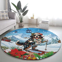 Switzerland Christmas Round Carpet Merry Swissmas Bernese Mountain Dog - Wonder Print Shop
