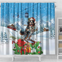 Switzerland Christmas Shower Curtain Merry Swissmas Bernese Mountain Dog - Wonder Print Shop