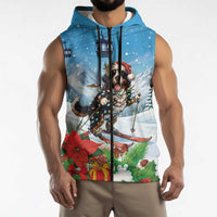 Switzerland Christmas Sleeveless Zip Hoodie Merry Swissmas Bernese Mountain Dog - Wonder Print Shop