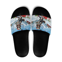 Switzerland Christmas Slide Sandals Merry Swissmas Bernese Mountain Dog - Wonder Print Shop