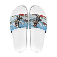 Switzerland Christmas Slide Sandals Merry Swissmas Bernese Mountain Dog - Wonder Print Shop