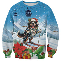 Switzerland Christmas Sweatshirt Merry Swissmas Bernese Mountain Dog - Wonder Print Shop