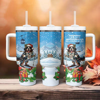 Switzerland Christmas Tumbler With Handle Merry Swissmas Bernese Mountain Dog - Wonder Print Shop