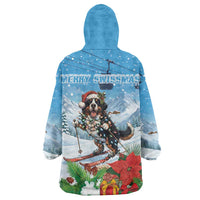 Switzerland Christmas Wearable Blanket Hoodie Merry Swissmas Bernese Mountain Dog - Wonder Print Shop