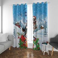 Switzerland Christmas Window Curtain Merry Swissmas Bernese Mountain Dog - Wonder Print Shop