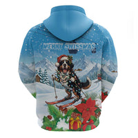 Switzerland Christmas Zip Hoodie Merry Swissmas Bernese Mountain Dog - Wonder Print Shop