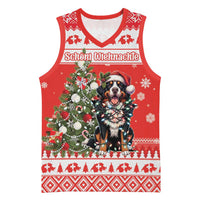 Personalized Merry Swissmas Basketball Jersey Bernese Mountain Dog Christmas Pattern - Wonder Print Shop