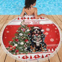 Personalized Merry Swissmas Beach Blanket Bernese Mountain Dog Christmas Pattern - Wonder Print Shop