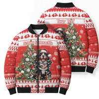 Personalized Merry Swissmas Bomber Puffer Jacket Bernese Mountain Dog Christmas Pattern - Wonder Print Shop