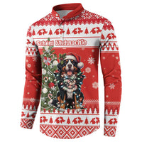 Personalized Merry Swissmas Button Sweatshirt Bernese Mountain Dog Christmas Pattern - Wonder Print Shop