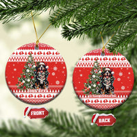 Personalized Merry Swissmas Ceramic Ornament Bernese Mountain Dog Christmas Pattern - Wonder Print Shop
