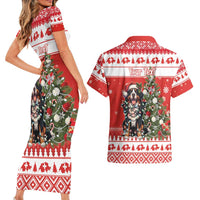 Personalized Merry Swissmas Couples Matching Short Sleeve Bodycon Dress and Hawaiian Shirt Bernese Mountain Dog Christmas Pattern - Wonder Print Shop