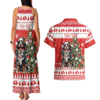 Personalized Merry Swissmas Couples Matching Tank Maxi Dress and Hawaiian Shirt Bernese Mountain Dog Christmas Pattern - Wonder Print Shop