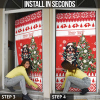 Personalized Merry Swissmas Door Cover Bernese Mountain Dog Christmas Pattern - Wonder Print Shop