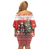 Personalized Merry Swissmas Family Matching Off Shoulder Short Dress and Hawaiian Shirt Bernese Mountain Dog Christmas Pattern - Wonder Print Shop