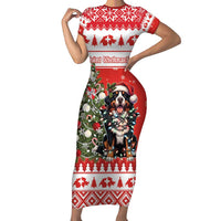 Personalized Merry Swissmas Family Matching Short Sleeve Bodycon Dress and Hawaiian Shirt Bernese Mountain Dog Christmas Pattern - Wonder Print Shop