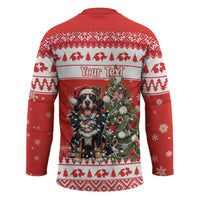 Personalized Merry Swissmas Hockey Jersey Bernese Mountain Dog Christmas Pattern - Wonder Print Shop