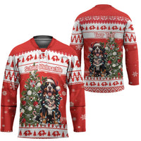 Personalized Merry Swissmas Hockey Jersey Bernese Mountain Dog Christmas Pattern - Wonder Print Shop