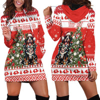 Personalized Merry Swissmas Hoodie Dress Bernese Mountain Dog Christmas Pattern - Wonder Print Shop