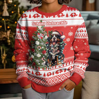 Personalized Merry Swissmas Kid Ugly Christmas Sweater Bernese Mountain Dog Christmas Pattern - Wonder Print Shop