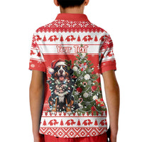 Personalized Merry Swissmas Kid Polo Shirt Bernese Mountain Dog Christmas Pattern - Wonder Print Shop