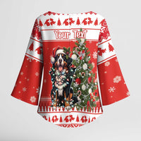 Personalized Merry Swissmas Kimono Sleeve Blouse Bernese Mountain Dog Christmas Pattern - Wonder Print Shop