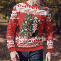 Personalized Merry Swissmas Ugly Christmas Sweater Bernese Mountain Dog Christmas Pattern - Wonder Print Shop