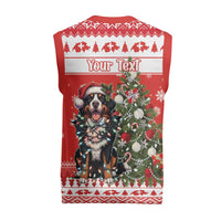 Personalized Merry Swissmas Christmas Knitted V-Neck Vest Bernese Mountain Dog Christmas Pattern - Wonder Print Shop